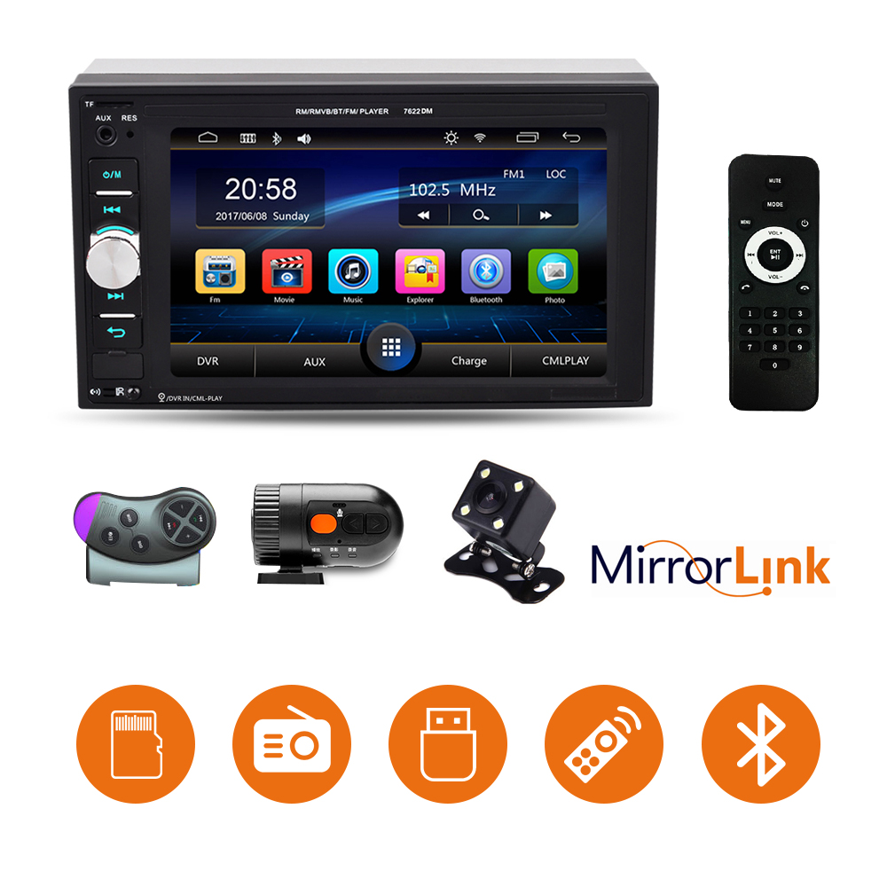 Car Multimedia Player Universal Double Din Car Stereo Bluetooth 6.2 Touch Screen Car Radio in Dash Support Rear View Backup Camera Mirror Link SWC TF USB FM AUX DVR MP5 Player Car Multimedia Player Universal Double Din Car Stereo Bluetooth 6.2 Touch Screen Car Radio in Dash Support Rear View Backup Camera Mirror Link SWC TF USB FM AUX DVR MP5 Player